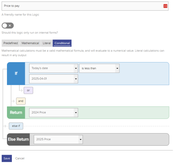 Price to pay Jadu conditional logic