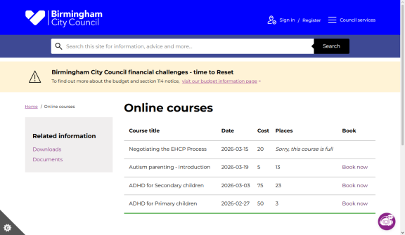 List of courses